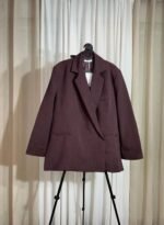 Blazer long oversize bordeaux sur cintre
