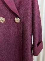 Cardigan veste bordeaux texturé avec gros boutons dorés