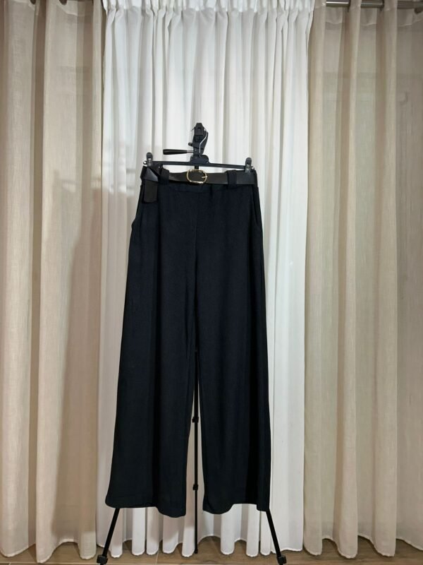 pantalon large noir femme style modeste maille côtelée