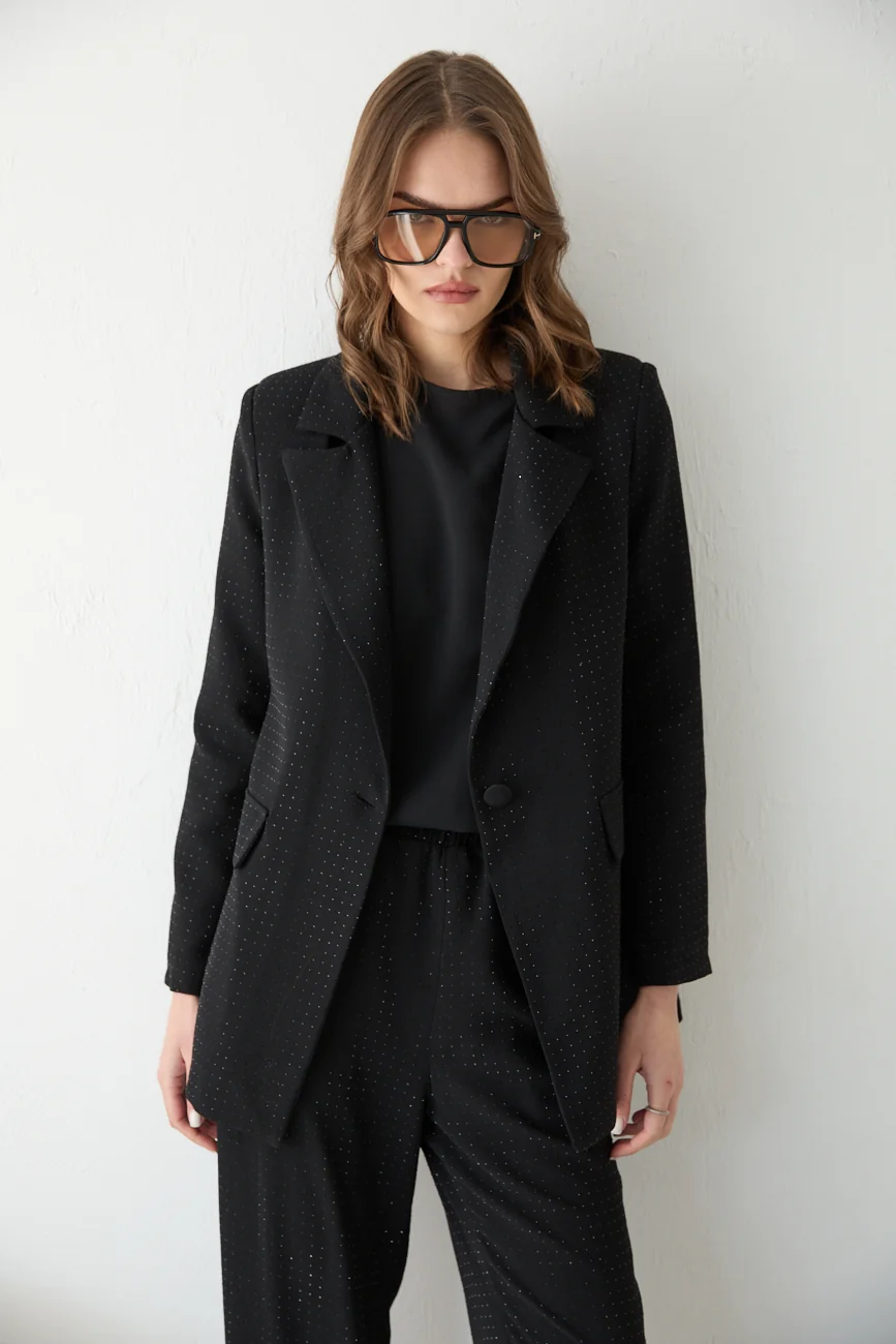 ENSEMBLE MASTOUR Ensemble Tailleur de Soirée en Crêpe – Total Look Strass & Silhouette Structurée – Image 1