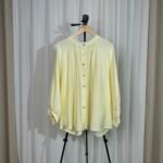 Chemise Ample Fluide à Col Froncé jaune pastel