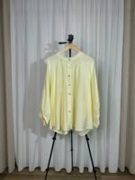 Chemise Ample Fluide à Col Froncé jaune pastel